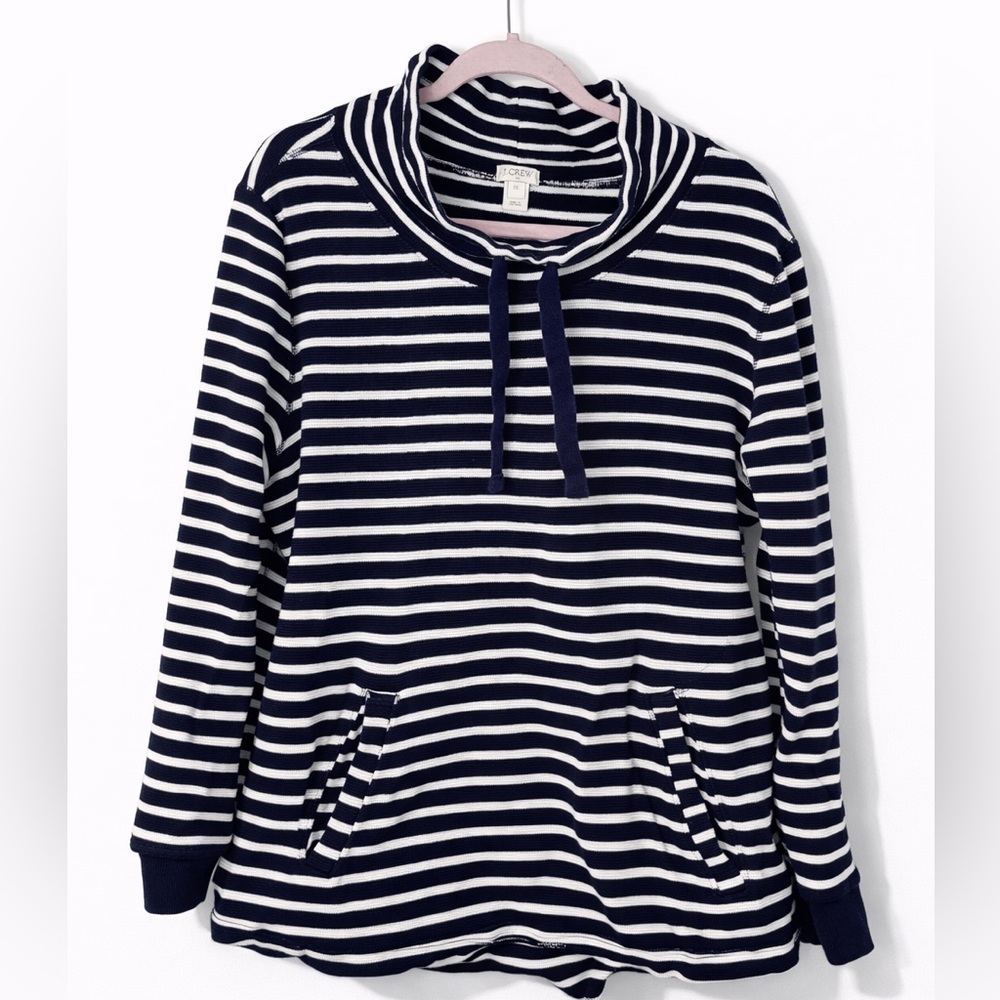 J.Crew Navy White Striped Funnel Neck Sweatshirt XXL